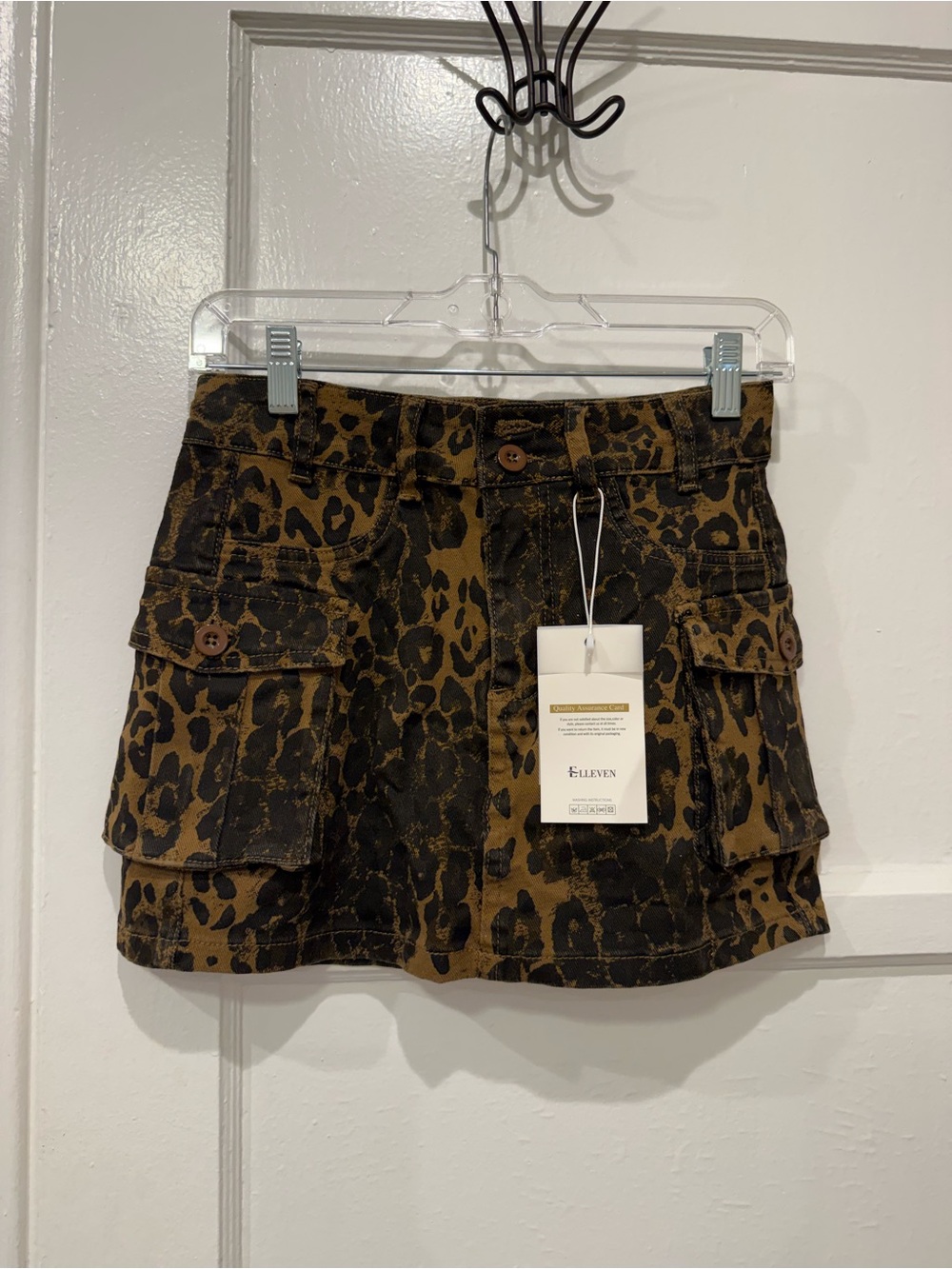 Amazon Leopard-Print Cargo Mini Skirt - Brown & Black